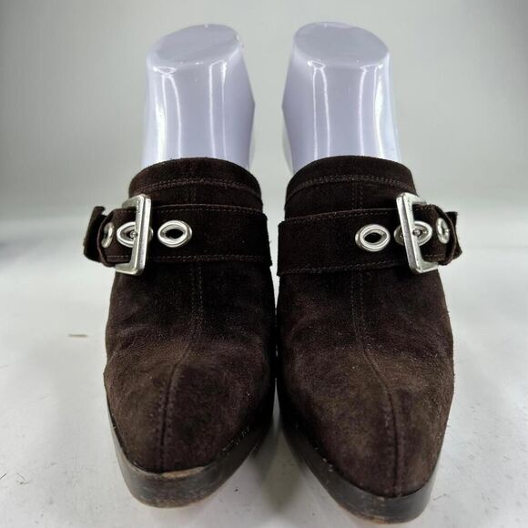 YSL Yves Saint Laurent Women's Rive Gauche Mules Size 37 High Heels Buckle Shoes - Picture 2 of 11